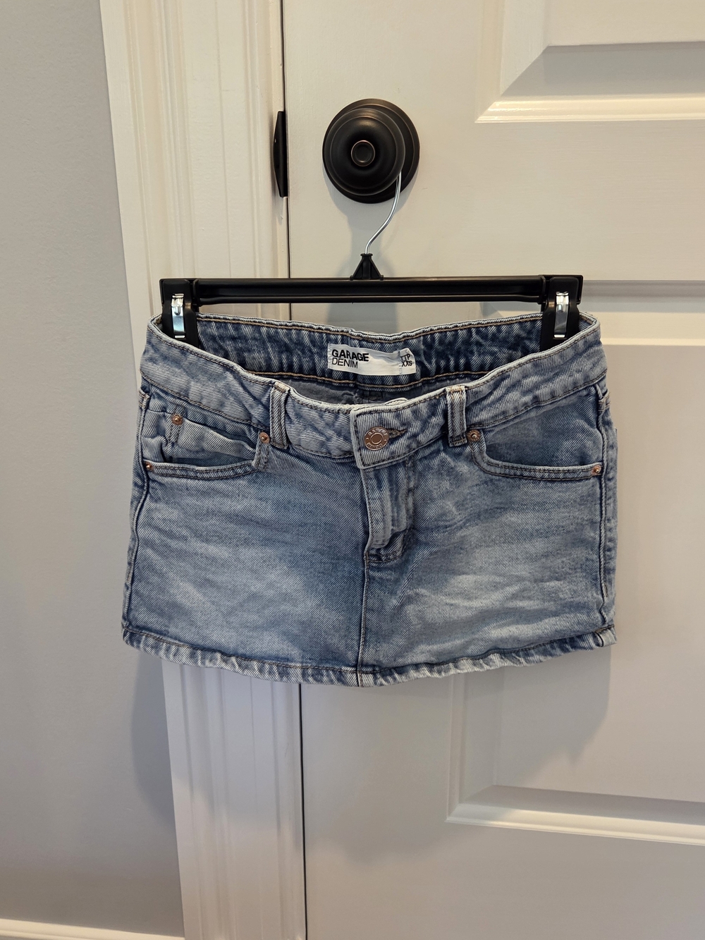 Garage Light Blue Washed Denim Mini Skort